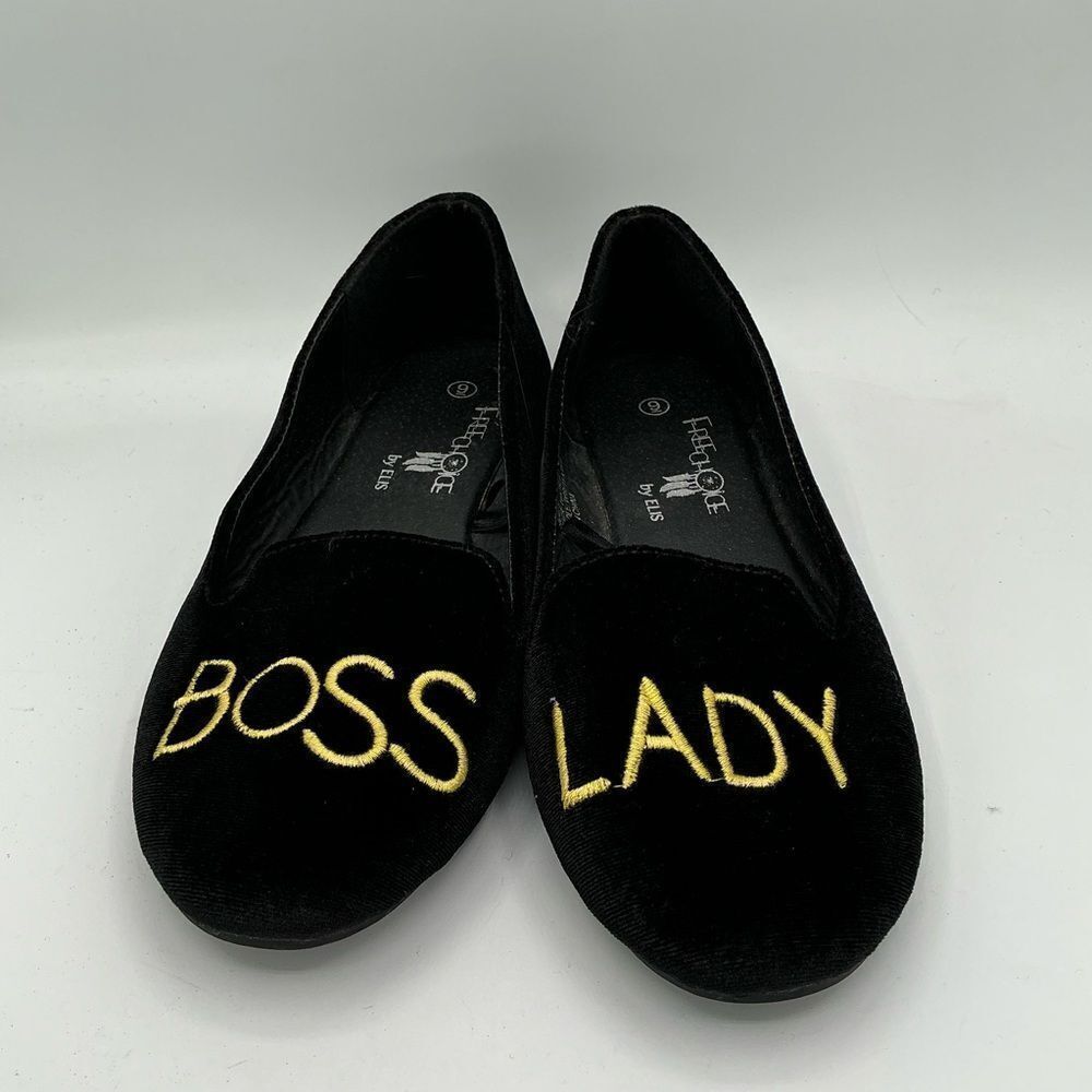 Free Choice Boss Lady Black Suede Flats size 9